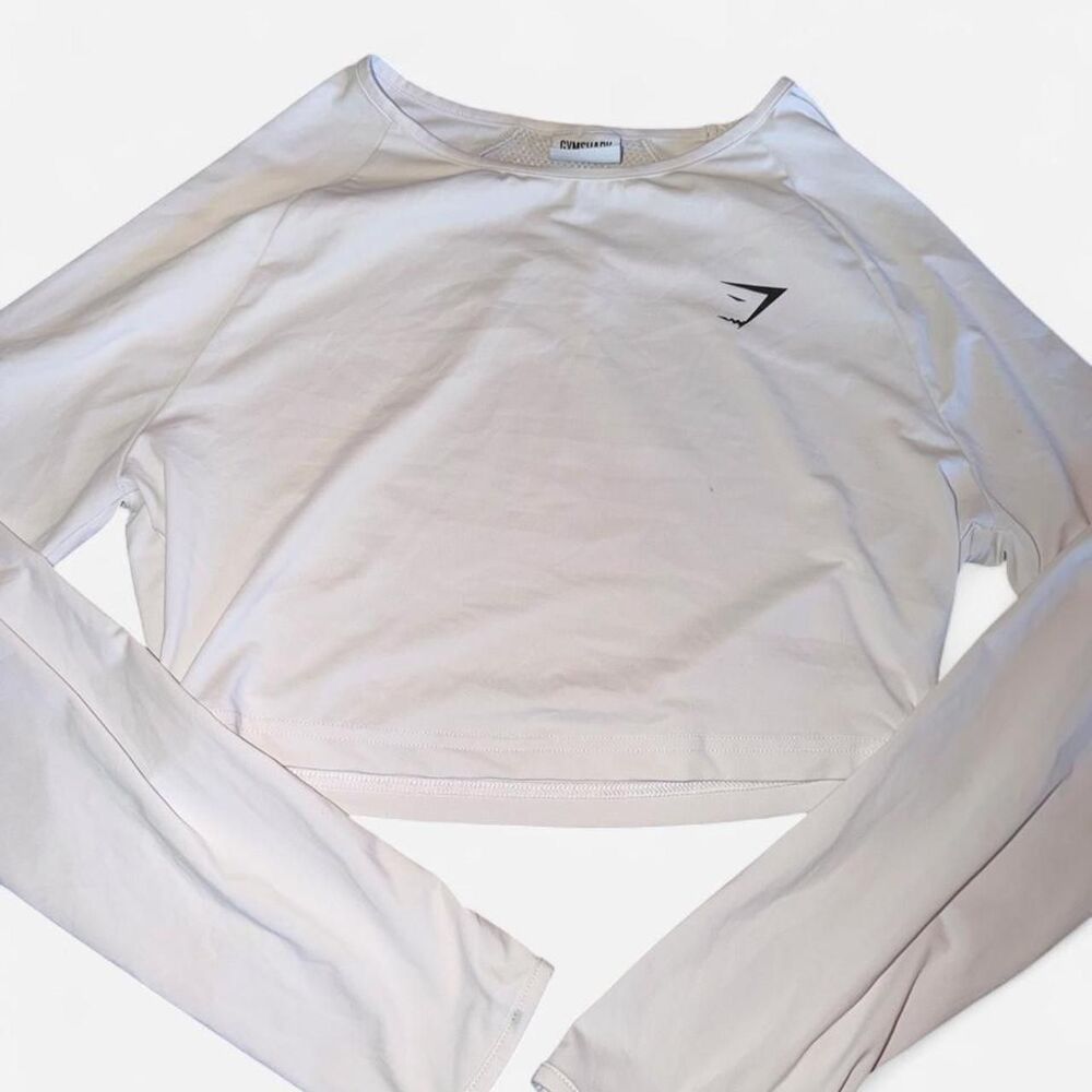 Gymshark Women's White and Cream Crop-top